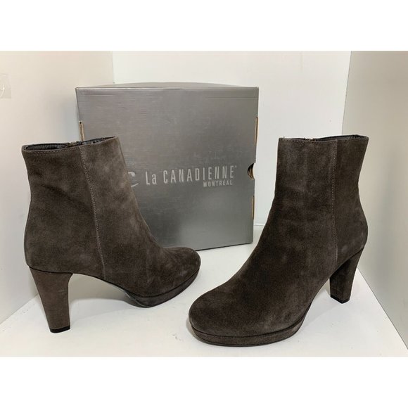 La Canadienne Monacco Ankle Boot Platform Heels Moka Brown Suede US 10 $415 - Picture 1 of 9